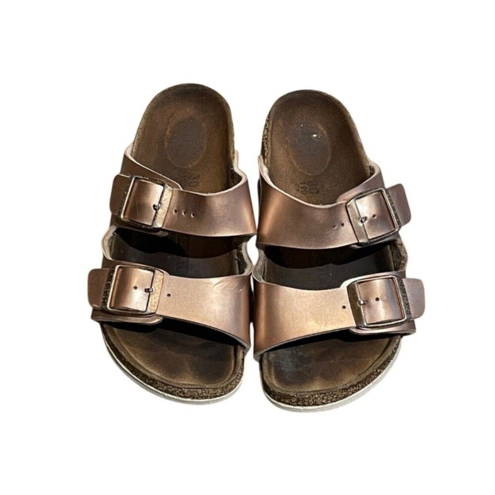 Birkenstock Arizona Kids Sandals Metallic Copper Rose Gold Size 30 US 12 12.5